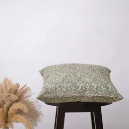 Block N Style Green & Beige Floral Square Cushion Covers-18