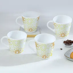 Larah by BOROSIL White Opalware Mugs Set of Cups and Mugs-10