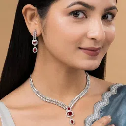 TIYARA Silver-Plated Brass Jewellery Set-image-38
