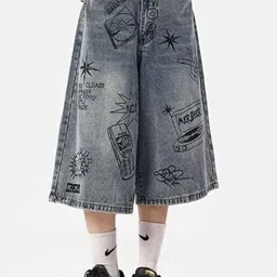 HERE&NOW Women Loose Fit Modal Denim Shorts-picture-4
