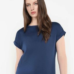 RAREISM Women Solid Round Neck Cotton Relaxed Fit T-shirt-image-35