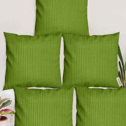 Blue Grass Green 5 Pieces Striped Silk Square Cushion Covers-image-85