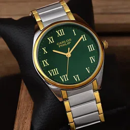 CARLOS PHILIP Men Bracelet Style Straps Analogue Watch Aether RSG 11 Green IGP TT-22