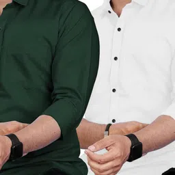 SQS Pack of 2 Slim Fit Cotton Casual Shirt-picture-11