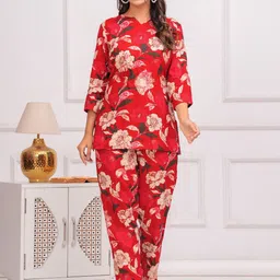 TANISHA Floral Printed Notched Round Neck Tunic With Trousers-image-4