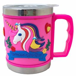 FunBlast Cartoon Print Stainless Steel Mug with Lid - 1 Pc Random Color & Design - 350 ml image 2
