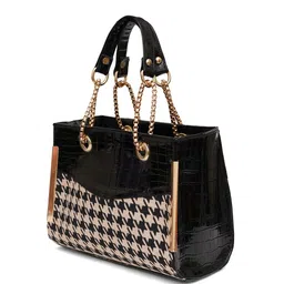 FABBHUE Checked Structured Handheld Bag with image 3