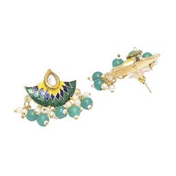 Anouk Set Of 2 Artificial Beaded Cresent Shaped Meenakari Drop Earrings image 4