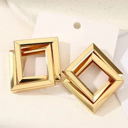 VAGHBHATT Gold Plated Square Shaped Studs Earrings-11