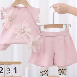 YK Girls Pure Cotton Round Neck Top With Shorts Clothing Set-image-72