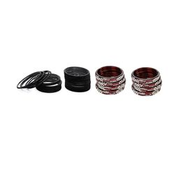 Somil Set of 32 Maroon & Black Glass Artificial Stones And Beaded Bangles Set-image-71