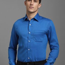 Louis Philippe Men Classic Spread Collar Textured Cotton Formal Shirt-image-60