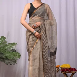 Taavi Bagru Block Print Kota Saree With Blouse Piece-picture-40