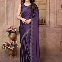 KALINI Embellished Beads and Stones Satin Saree-image-85