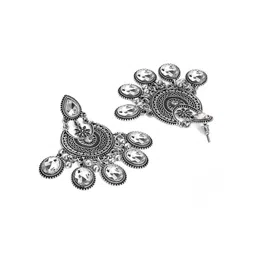 Rubans Silver-Plated American Diamond Stone Studded Oxidized Chandbalis image 3