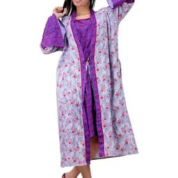 CLYMAA Pink Pure Cotton Maxi Printed Nightdress-image-78
