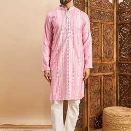 House of Pataudi Embroidered Long Sleeve Straight Kurtas-image-25
