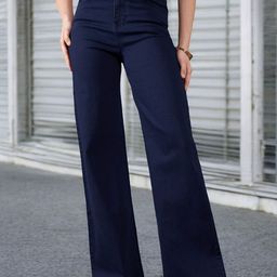 DOLCE CRUDO Women Wide Leg High-Rise Stretchable Jeans-picture-38