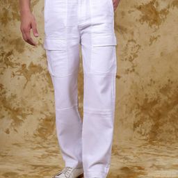 BLUEBIRD Men Smart Slim Fit Cotton Cargos Trousers-image-76