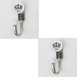IndianShelf Black & white 2 Piece Printde Ceramic & Zinc Wall Hooks-27