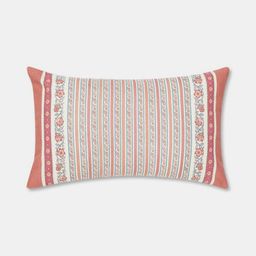 Fabindia Anar Pink & Blue Ethnic Motifs RecCotton Square Cushion Cover-picture-23