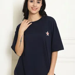 Metronaut Women Graphic Printed Round Neck Cotton Oversized T-shirt-picture-42