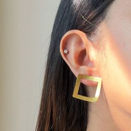 D MAK Gold-Plated Square Shaped Studs image 3