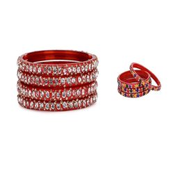 SOMIL Set Of 8 Red Alloy Artificial Stones and Beads Antique Bangles-image-79