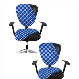 Lazi Set Of 2 Blue Printed Stretchable Office Chair Covers-picture-26