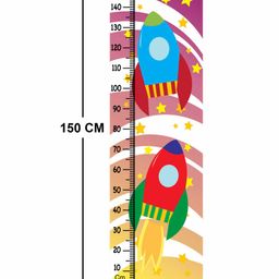 WENS Rocket Print Height Measurement Wall Sticker - Multicolor image 3