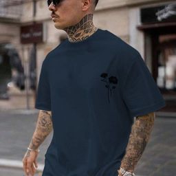 Metronaut Men Floral Printed Round Neck Pure Cotton Oversized T-shirt-image-84
