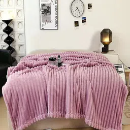 JC HOME Purple AC Room 300 GSM Double Bed Blanket-picture-58