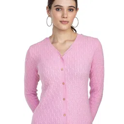Moda Elementi Women Cable Knit Woollen Cardigan-image-97
