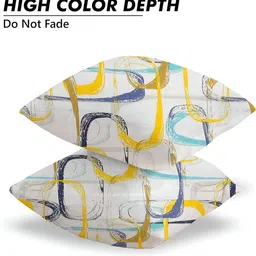 IVAZA White & Blue Set of 2 Abstract Square Cushion Covers image 3