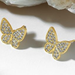 Estailo fashion Gold-Plated Artificial Stones Studed Butterfly Shaped Studs-image-58