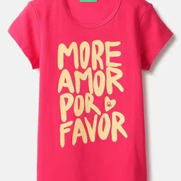 United Colors of Benetton Girls Typography Printed Round Neck Cotton T-shirt-picture-13