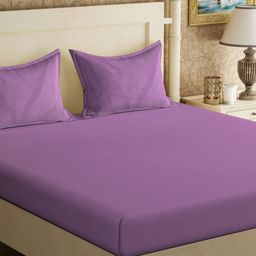 Aura Purple 300 TC Double King Bedsheet with 2 Pillow Covers-2.5 m X 2.25 m-image-29