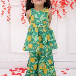 KID1 Girls Floral Printed Regular Pure Cotton Kurti with Sharara-image-88