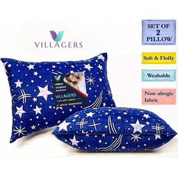 VILLAGERS Blue Set of 2 Cotton Filled Polyester Sleep Pillow-image-40