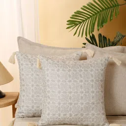 eyda Grey 2 Pieces Floral Embroidered Cushion Covers-image-9