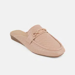 Mast & Harbour Women Textured Mules with Buckles Flats-picture-10