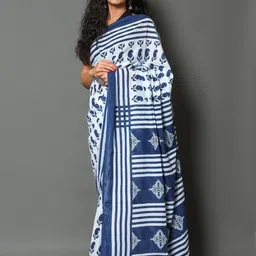 Dastkar Paisley Pure Cotton Block Print Saree-picture-19