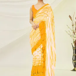 limtd Tie And Dye Pure Georgette Block Printed Ready to Wear Saree-picture-13