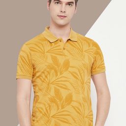 OGEN Men Floral Printed Polo Collar Tropical Pockets T-shirt-image-78