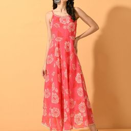 KALINI Women Ethnic Motifs Printed Chiffon Maxi Dress-15