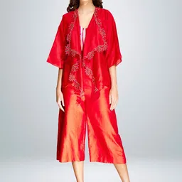 BETRUE Women Cotton Longline Tailored Jacket with Embroidered-image-37