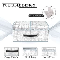 Aura Grey & Black 4 Pieces Printed Foldable Double Lid & 2 Compartments Drawer Organisers image 4