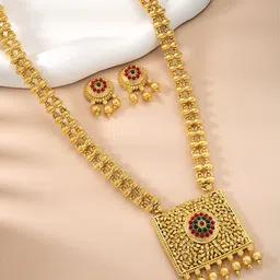 Peora Gold-Plated Stone Studded & Beaded Jewellery Set-picture-57