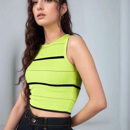 Moda Rapido Striped Cotton Crop Top-picture-19