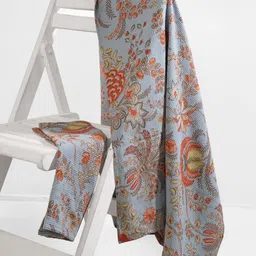 LacyLook Blue 2 Pieces Floral Printed 400 GSM Waffle Water Absorbent Cotton Towel Set-20
